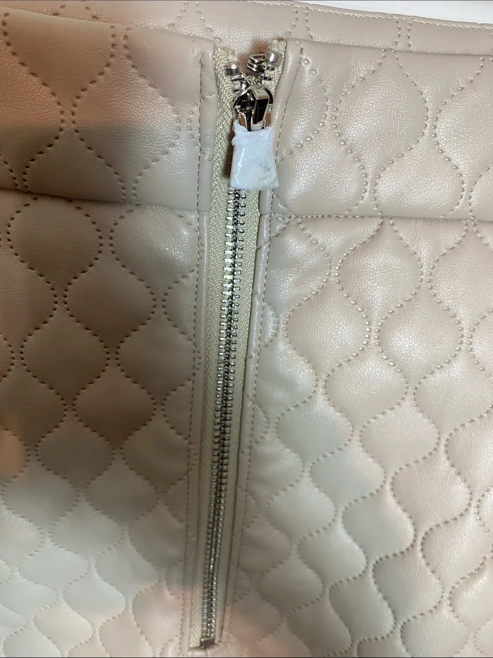 Greylin Quilted Mini Skirt in Light Taupe Size Medium